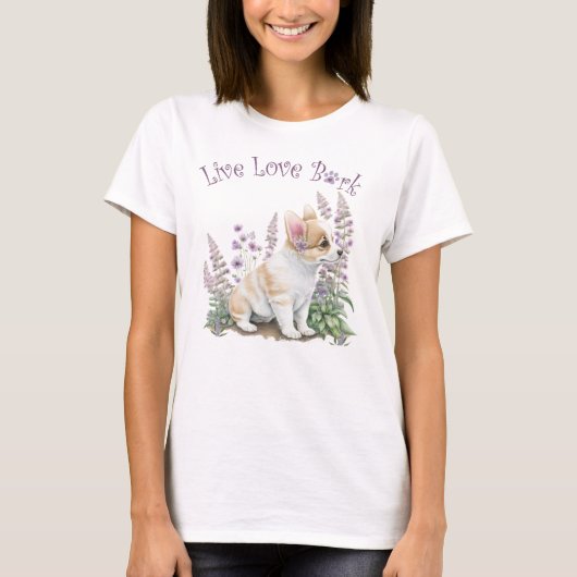 コーギーの愛犬ママ フラワー Tシャツ (正面)