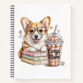 コーギーの本といれたてのコーヒーと犬 ノートブック (正面)