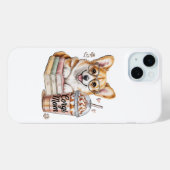 コーギーの本とアイスコーヒーとわんこ Case-Mate iPhoneケース (裏面 (横))
