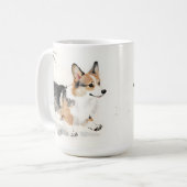コーギーの水彩画 - 幻想的な日本画の犬アート コーヒーマグカップ (正面左)