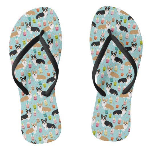 コーギーの泡茶-三および赤いコーギー ビーチサンダル (ソール)