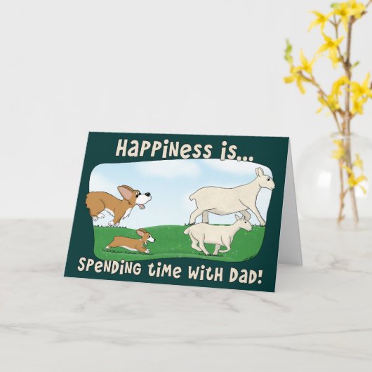 コーギーの父の日カード カード (黄色い花)