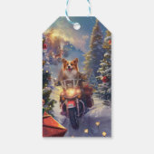 コーギーの犬のバイククリスマス ギフトタグ (裏面)