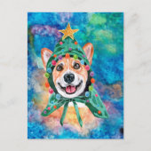 コーギーの犬クリスマス シーズンポストカード (正面)