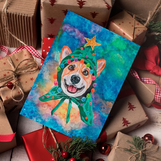 コーギーの犬クリスマス シーズンポストカード