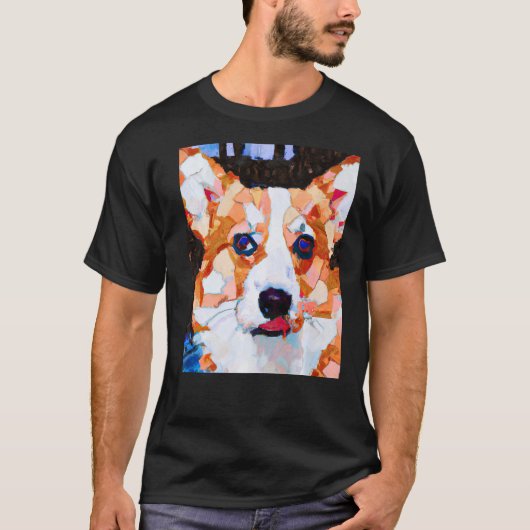 コーギーの肖像画 キュビズム Tシャツ (正面)