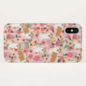 コーギーの花模様のiPhoneの場合-ピンク Case-Mate iPhoneケース (裏面(横))