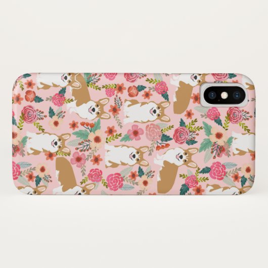 コーギーの花模様のiPhoneの場合-ピンク Case-Mate iPhoneケース (裏面(横))