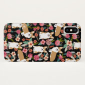 コーギーの花模様のiPhoneの場合-黒 Case-Mate iPhoneケース (裏面(横))