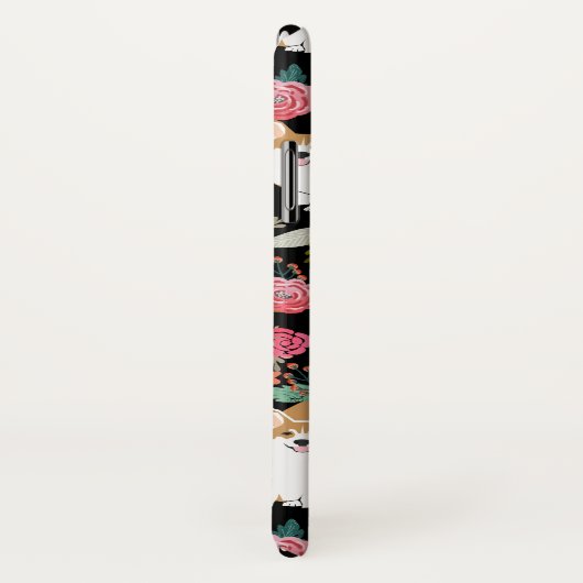 コーギーの花模様のiPhoneの場合-黒 Case-Mate iPhoneケース (裏面/右)