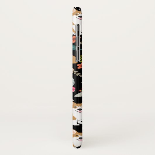 コーギーの花模様のiPhoneの場合-黒 Case-Mate iPhoneケース (裏面/左)