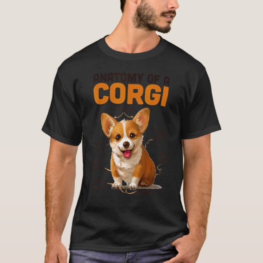 コーギーの解剖図 コーギー子犬の解剖学 Tシャツ (正面)