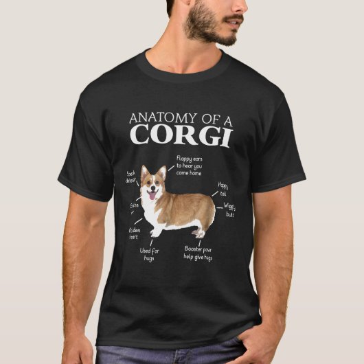 コーギーの解剖図 コーギー 犬 パピー Tシャツ (正面)