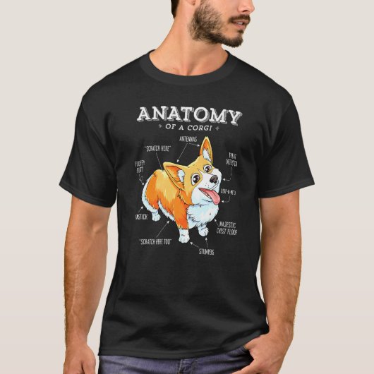コーギーの解剖図 コーギー 犬 子犬 Tシャツ (正面)