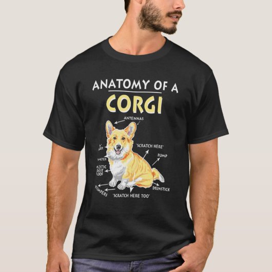 コーギーの解剖図 犬 Tシャツ (正面)