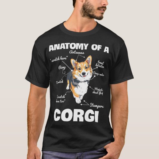 コーギーの解剖学 犬 Tシャツ (正面)