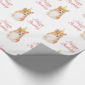 コーギーの誕生日の包装紙 ラッピングペーパー (角)