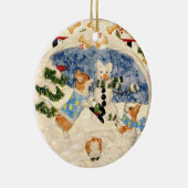 コーギーの雪だるまのオーナメント セラミックオーナメント (右)