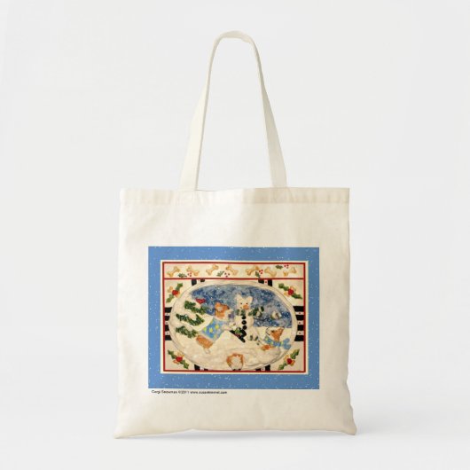 コーギーの雪だるまTotebag トートバッグ (正面)