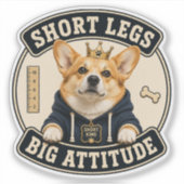 コーギーの面白ステッカー 短足ビッグアティテュード シール (正面)