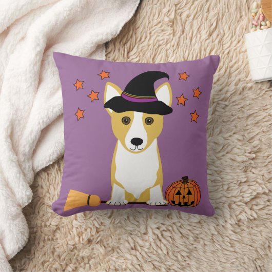 コーギーの魔法使いのハロウィンの装飾用クッション クッション (ブランケット)