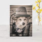 コーギーのAbeリンカーンのバースデー・カード カード (黄色い花)