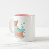 コーギーのBathの時間 ツートーンマグカップ (正面左)