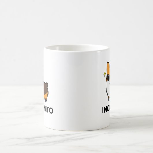 コーギーのIncorgnitoの赤い三色のマグ コーヒーマグカップ (中央)