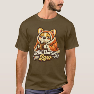 コーギーのTシャツ ソーシャルバッテリーが低い人へのギフト Tシャツ
