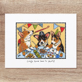 コーギーはパーティーの達人!犬のオーダーメイド誕生日カード ポストカード