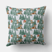 コーギーは白い森林のクリスマスツリーを飾ります クッション (裏面)
