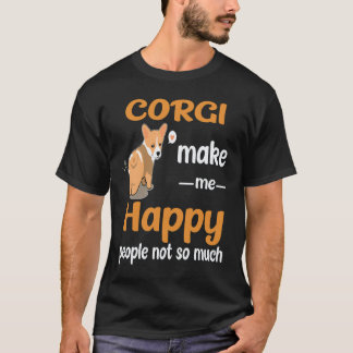 コーギーは私を幸せにする でも人はそうでもない コーギー 2匹 Tシャツ
