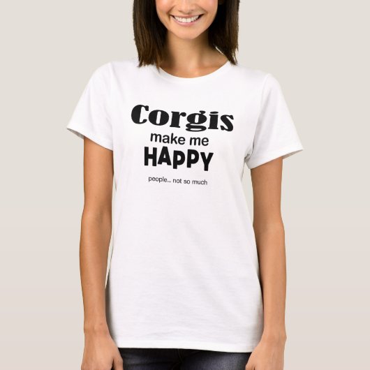 コーギーは私を幸せにする Tシャツ (正面)