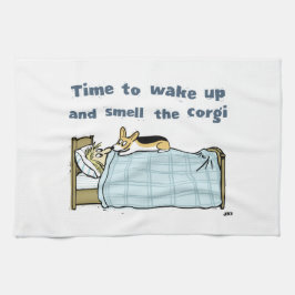 コーギーを目覚め、かぐ時間 キッチンタオル