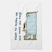 コーギーを目覚め、かぐ時間 キッチンタオル (縦)