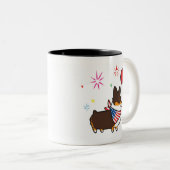 コーギーアメリカの三色のマグ| CorgiThings ツートーンマグカップ (正面右)