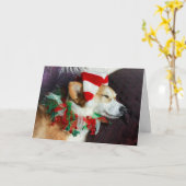 コーギーエルフのクリスマスカード カード (黄色い花)