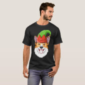 コーギーエルフの帽子 クリスマスコーギー Tシャツ (正面フル)