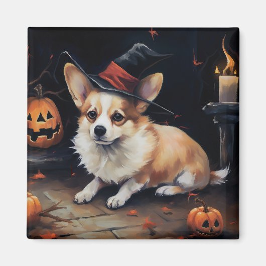 コーギーカボチャ ハロウィーン スケアリー マグネット (正面)