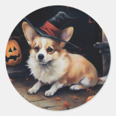 コーギーカボチャ ハロウィーン スケアリー ラウンドシール (正面)