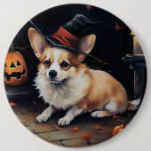 コーギーカボチャ ハロウィーン スケアリー 缶バッジ (正面)