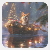 コーギークリスマスの祝祭の航海 スクエアシール (正面)