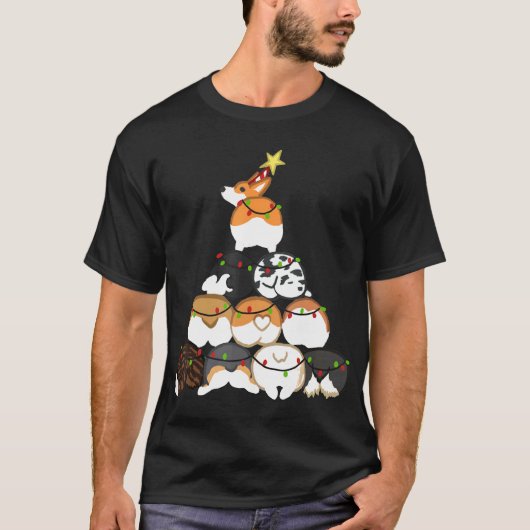 コーギークリスマスツリー Tシャツ (正面)