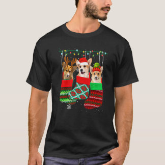 コーギークリスマスパジャマペットパピーソックス Tシャツ