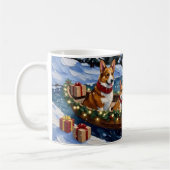 コーギークリスマスボートホリデー コーヒーマグカップ (左)