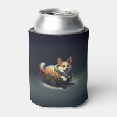 コーギークリスマス雪冬 缶クーラー (缶正面)