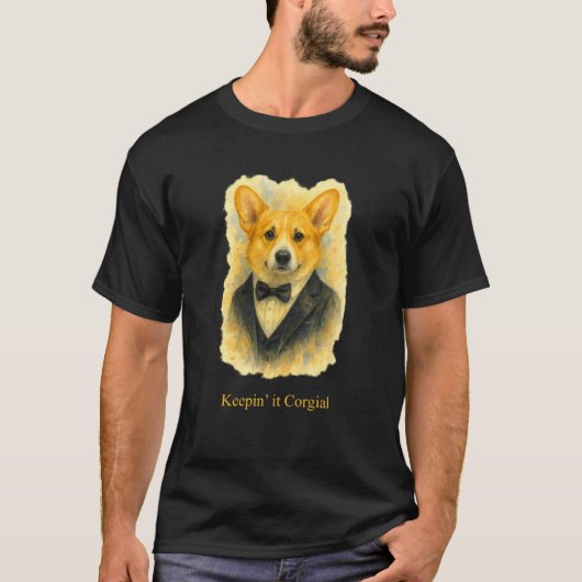 コーギーハumor - コーギーらしく生きる tシャツ (正面)