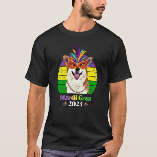 コーギーパーティー犬マルディグラ2023 Tシャツ (正面)