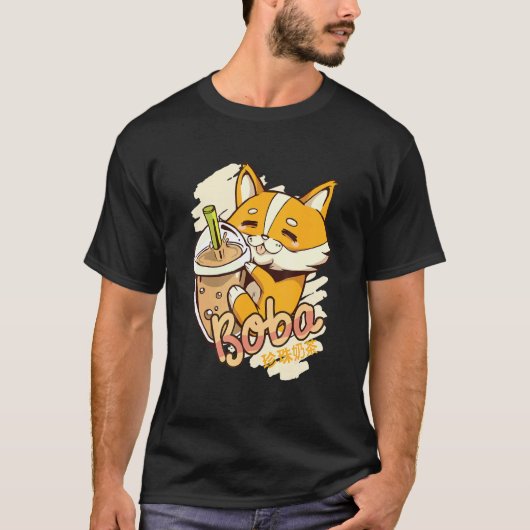 コーギーボババブルミルクティー グラフィック Tシャツ (正面)
