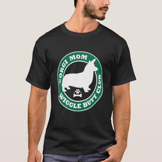 コーギーママおしりフリフリクラブ かわいい犬の飼い主 ペット Tシャツ (正面)
